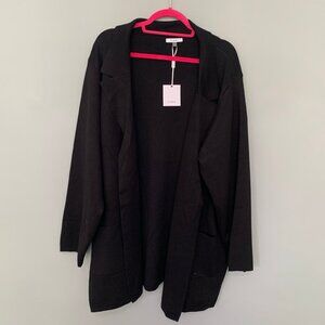 NEW‎ Sioni black long sleeve open front collared thick cardigan sweater